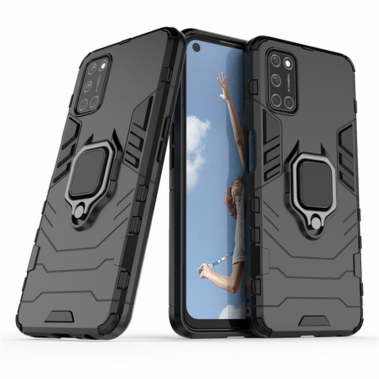 Ring Holder Kickstand PC + TPU Shell for Oppo A52/A72/A92 - Black