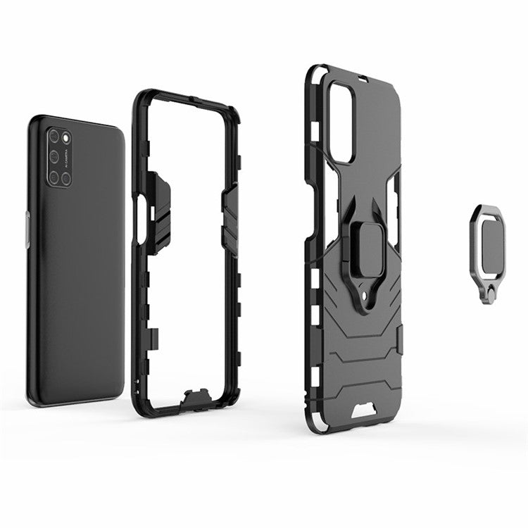 Ring Holder Kickstand PC + TPU Shell for Oppo A52/A72/A92 - Black