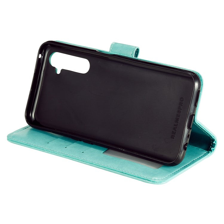 Imprint Mandala Stylish Stand Flip Leather Shell for Realme 6 Pro - Green