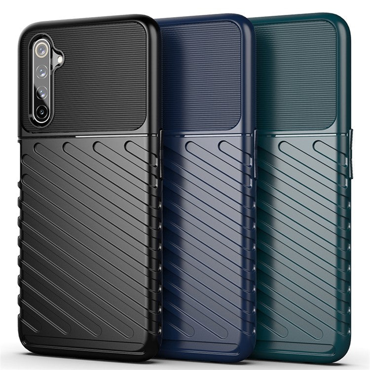 Thunder Series Twill Skin Soft TPU Back Casing for Realme 6 Pro - Black