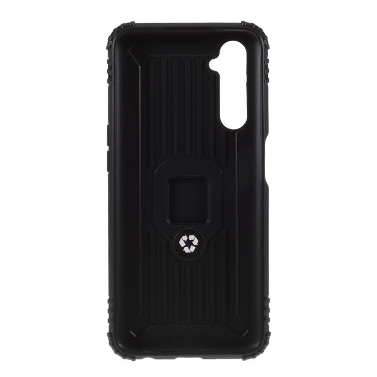 Finger Ring Kickstand TPU Cover Mobile Phone Protective Shell for Realme 6 - Black