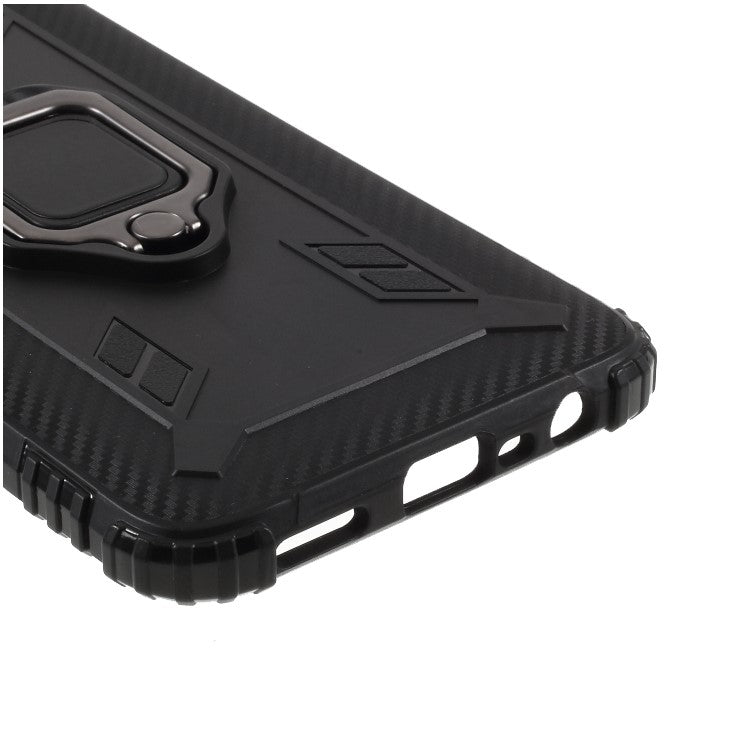 Finger Ring Kickstand TPU Cover Mobile Phone Protective Shell for Realme 6 - Black