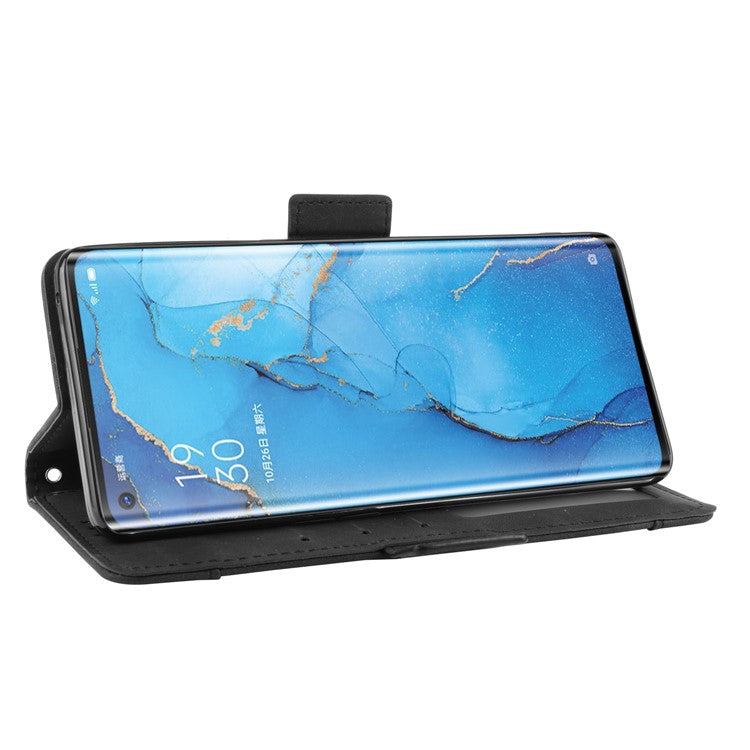 Wallet Leather Phone Case with Multiple Card Slots for OPPO Find X2 Neo / Reno3 Pro 5G (Chinese Edition) / Reno3 Pro (European Edition) - Black