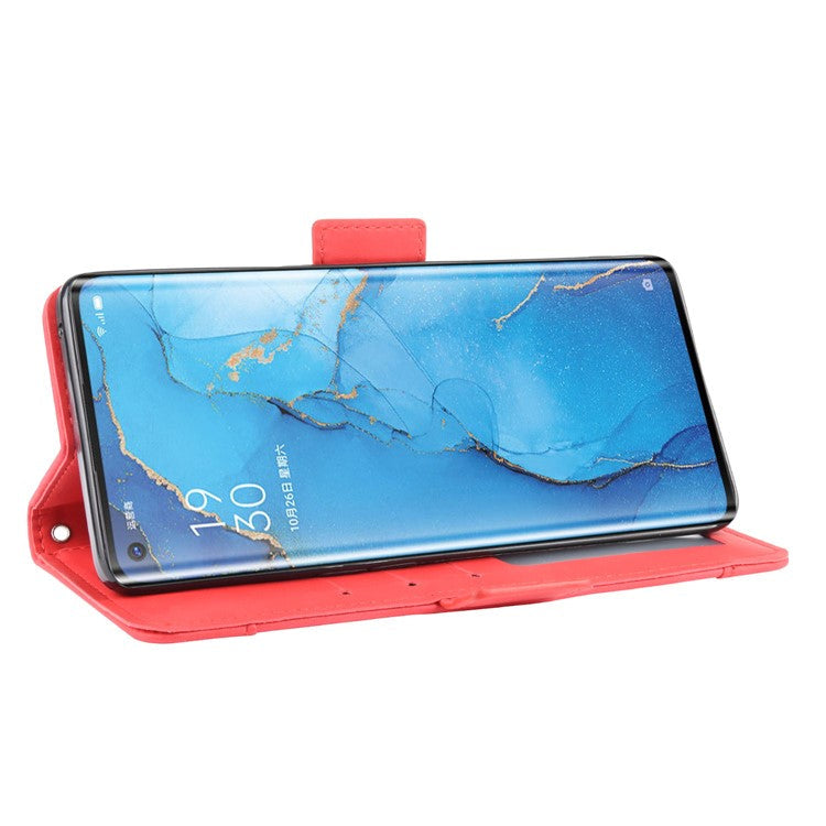 Wallet Leather Phone Case with Multiple Card Slots for OPPO Find X2 Neo / Reno3 Pro 5G (Chinese Edition) / Reno3 Pro (European Edition) - Red