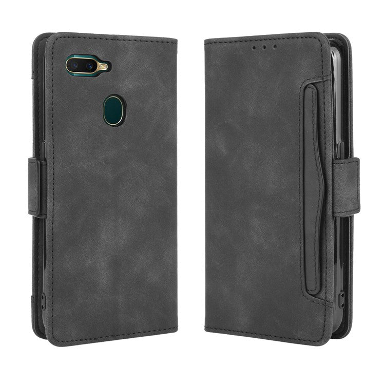 Wallet Stand Flip Leather Protective Case for OPPO A12/A7/AX7/A5s/AX5s - Black