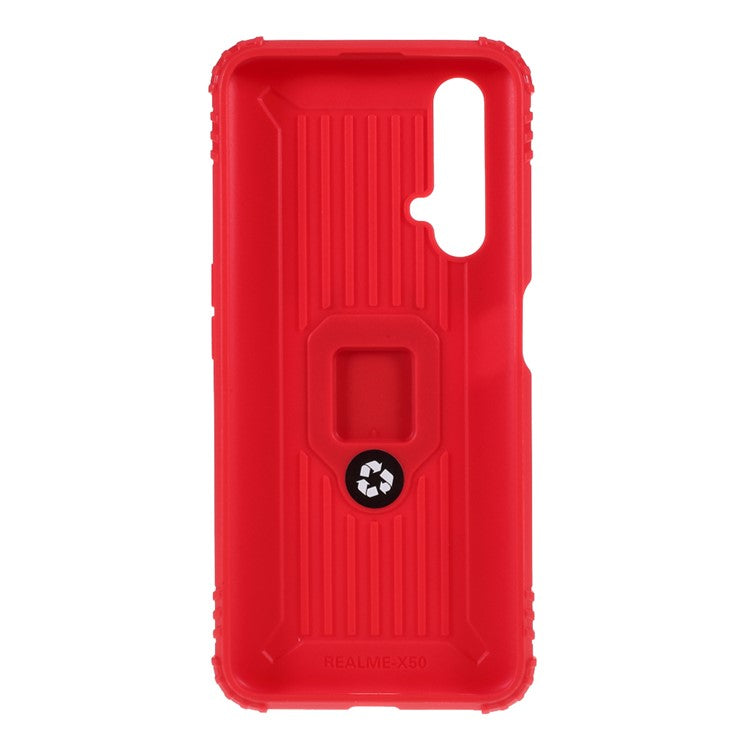 Finger Ring Kickstand Anti-drop TPU Protective Cover for Realme X50 5G - Red