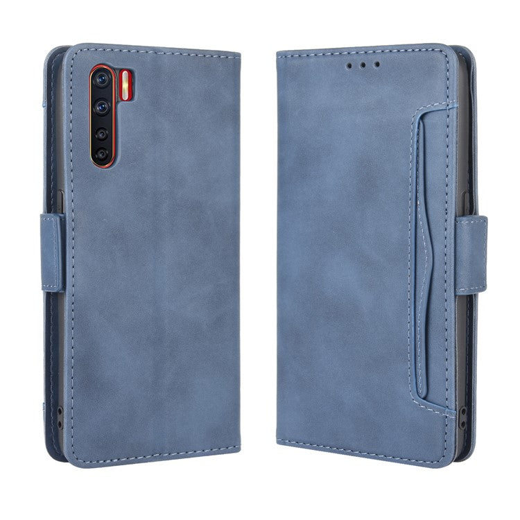Multiple Card Slots Wallet Leather Protective Cover for OPPO A91 / OPPO F15 / OPPO Reno3 (Southeast Asian Version) - Blue
