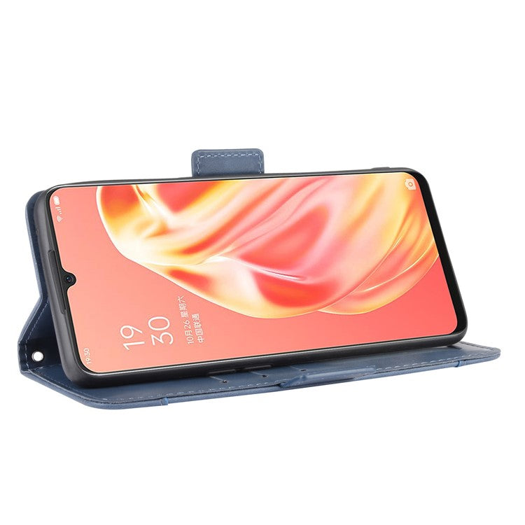 Multiple Card Slots Wallet Leather Protective Cover for OPPO A91 / OPPO F15 / OPPO Reno3 (Southeast Asian Version) - Blue