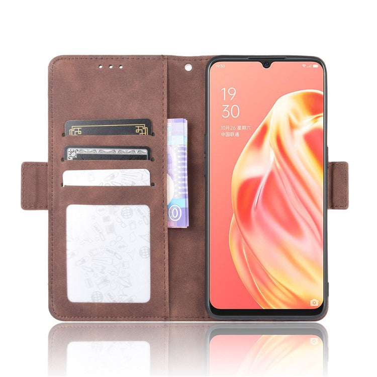 Multiple Card Slots Wallet Leather Protective Cover for OPPO A91 / OPPO F15 / OPPO Reno3 (Southeast Asian Version) - Brown