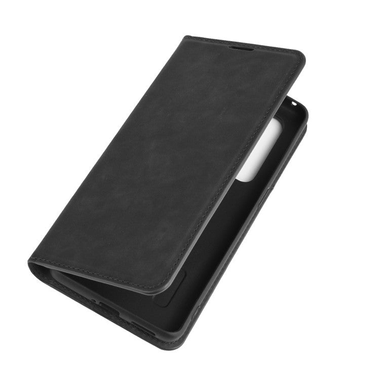 Silky Touch Stylish Auto-absorbed Flip Leather Shell for Oppo Find X2 Pro - Black