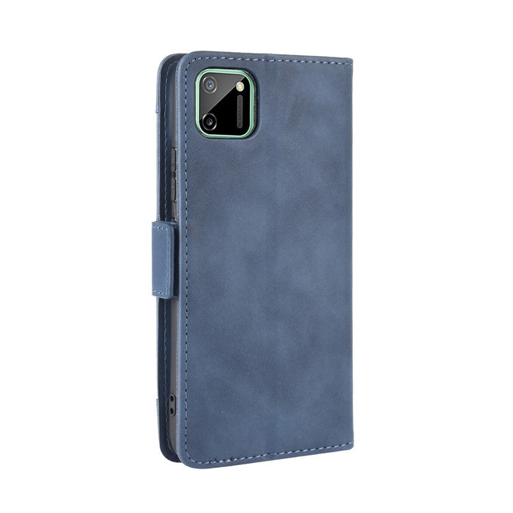 Wallet Stand Flip Leather Phone Cover with Multiple Card Slots for OPPO Realme C11 - Blue