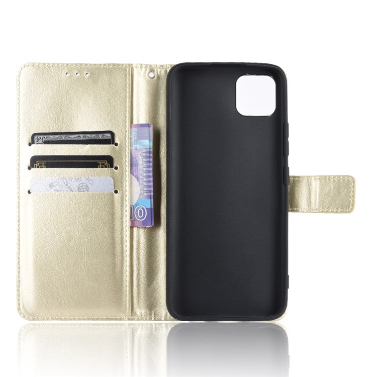 Crazy Horse Leather Wallet Stand Case for Realme C11 - Gold