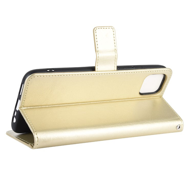 Crazy Horse Leather Wallet Stand Case for Realme C11 - Gold