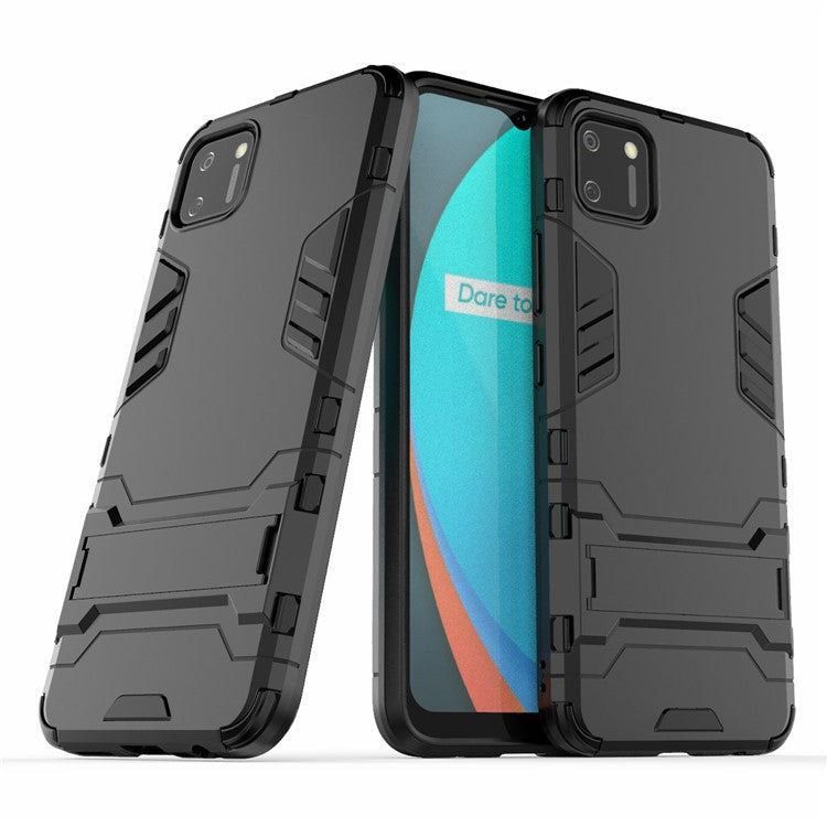 Plastic + TPU Hybrid Case with Kickstand for Realme C11 - Black