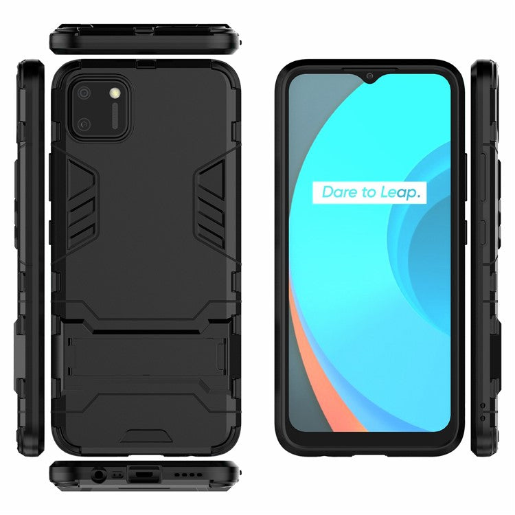 Plastic + TPU Hybrid Case with Kickstand for Realme C11 - Black
