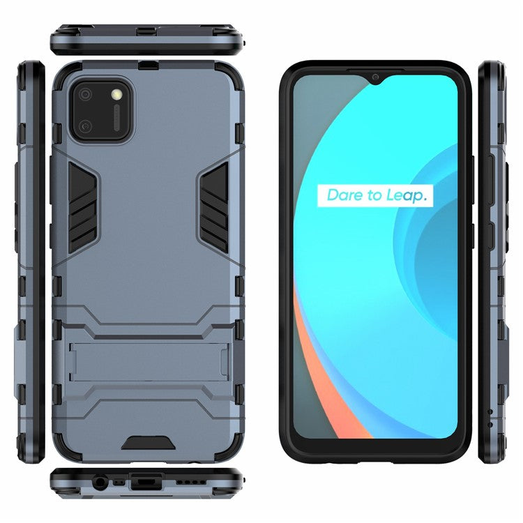 Plastic + TPU Hybrid Case with Kickstand for Realme C11 - Blue