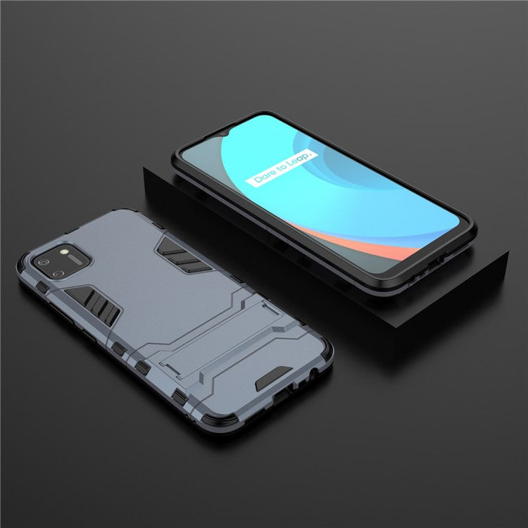 Plastic + TPU Hybrid Case with Kickstand for Realme C11 - Blue