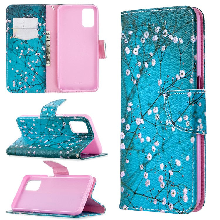 Pattern Printing Leather Wallet Case for OPPO A72/A52/A92 - Tree with Flowers