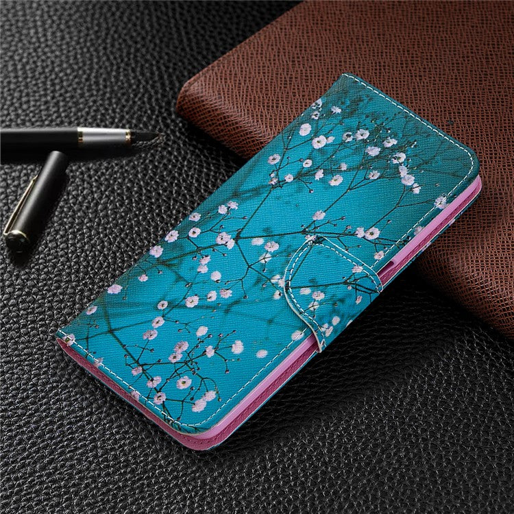 Pattern Printing Leather Wallet Case for OPPO A72/A52/A92 - Tree with Flowers