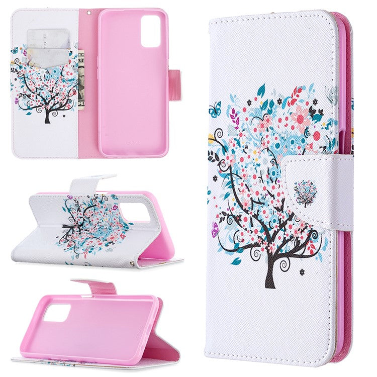 Pattern Printing Leather Wallet Case for OPPO A72/A52/A92 - Flowered Tree