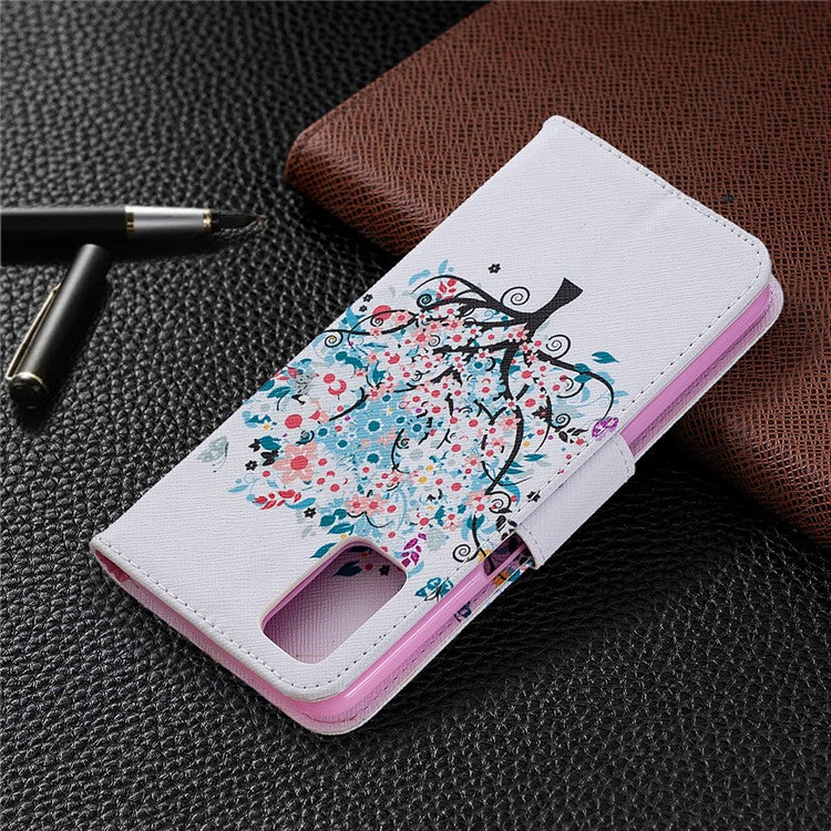 Pattern Printing Leather Wallet Case for OPPO A72/A52/A92 - Flowered Tree