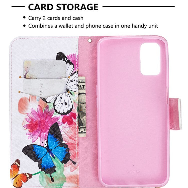 Pattern Printing Leather Wallet Case for OPPO A72/A52/A92 - Vivid Butterflies