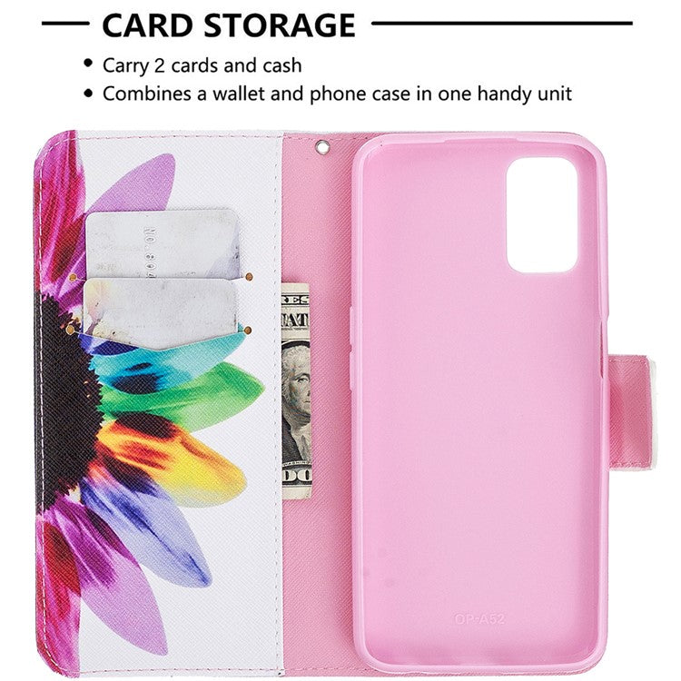 Pattern Printing Leather Wallet Case for OPPO A72/A52/A92 - Colorful Petals