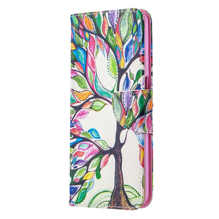 Pattern Printing Leather Wallet Case for OPPO A72/A52/A92 - Colorized Tree