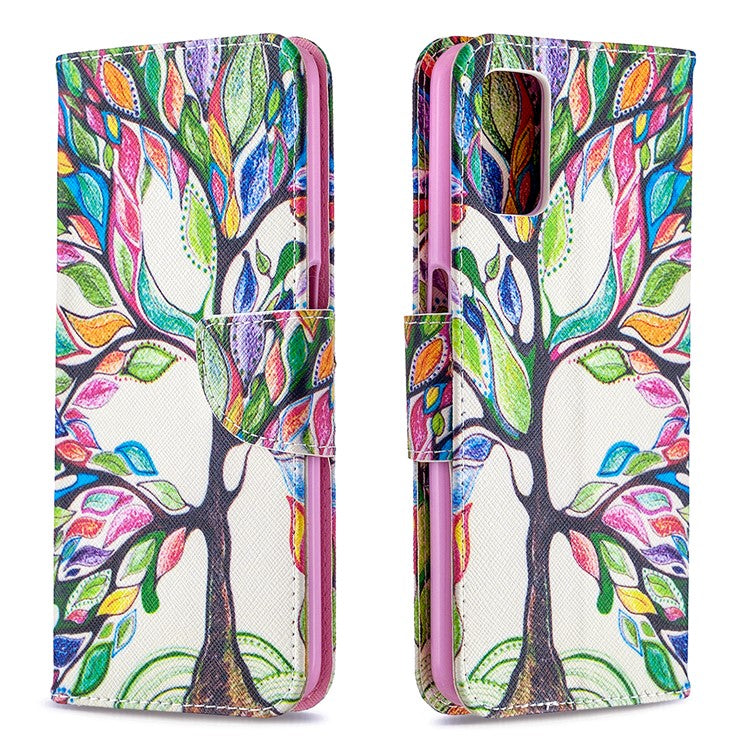 Pattern Printing Leather Wallet Case for OPPO A72/A52/A92 - Colorized Tree