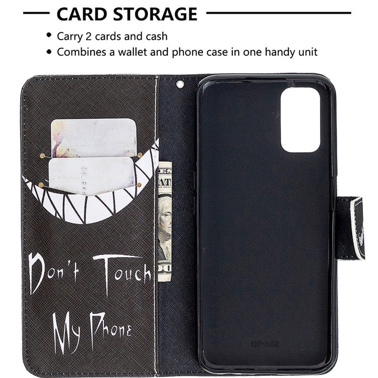 Pattern Printing Leather Wallet Case for OPPO A72/A52/A92 - Do not Touch My Phone