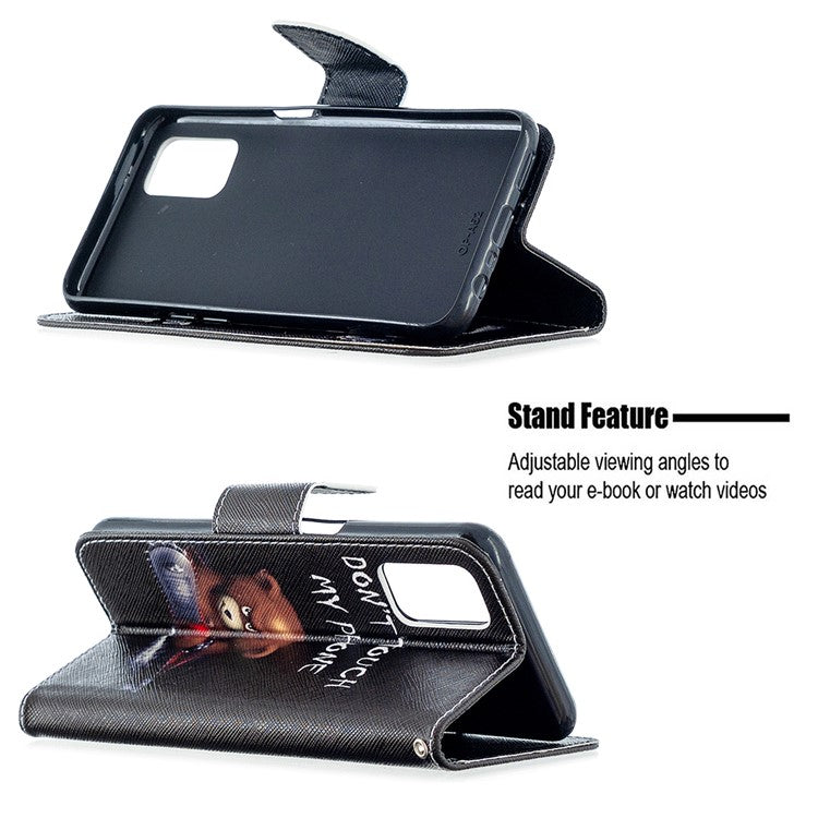 Pattern Printing Leather Wallet Case for OPPO A72/A52/A92 - Brown Bear and Warning Words