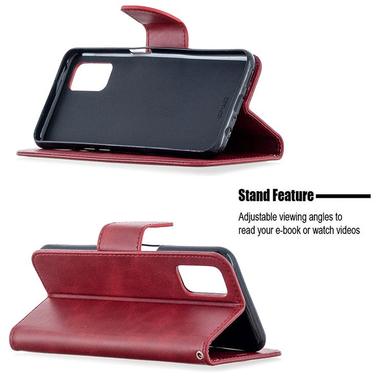 Leather Stand Case with Card Slots for OPPO A72/A52/A92 - Red
