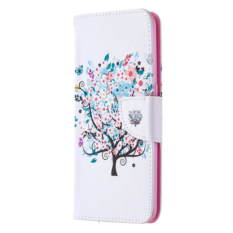 Pattern Printing Leather Wallet Shell Case for OPPO A31 (2020)/A81 - Flowered Tree