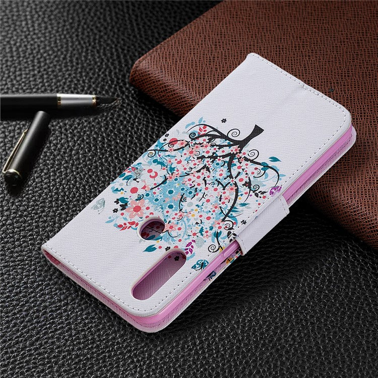 Pattern Printing Leather Wallet Shell Case for OPPO A31 (2020)/A81 - Flowered Tree