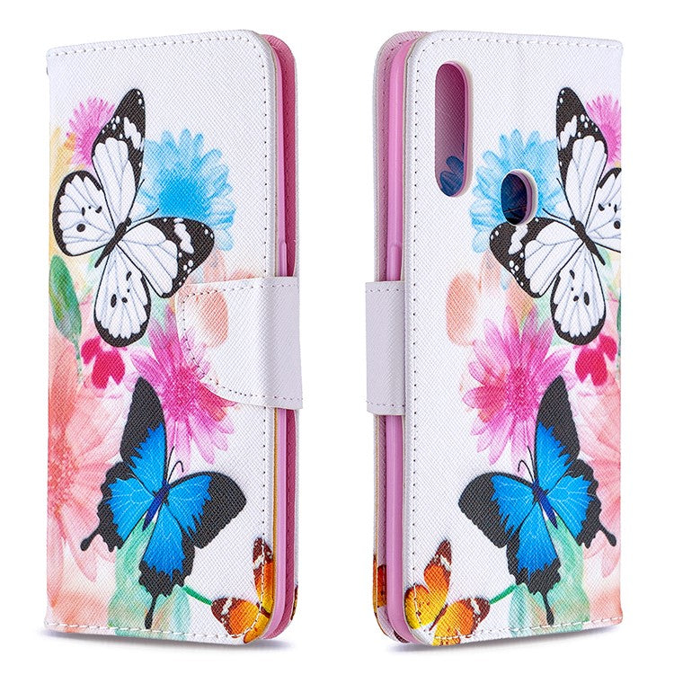 Pattern Printing Leather Wallet Shell Case for OPPO A31 (2020)/A81 - Vivid Butterflies