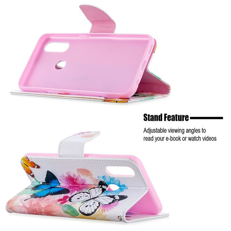 Pattern Printing Leather Wallet Shell Case for OPPO A31 (2020)/A81 - Vivid Butterflies