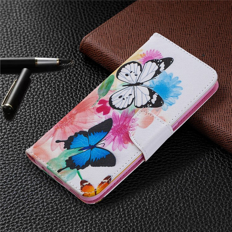 Pattern Printing Leather Wallet Shell Case for OPPO A31 (2020)/A81 - Vivid Butterflies