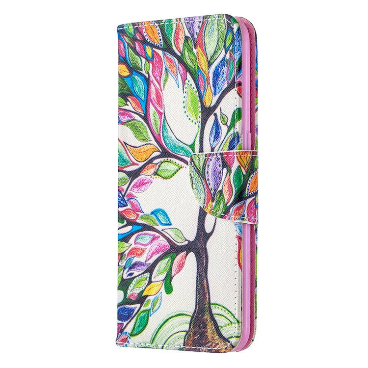 Pattern Printing Leather Wallet Shell Case for OPPO A31 (2020)/A81 - Colorized Tree