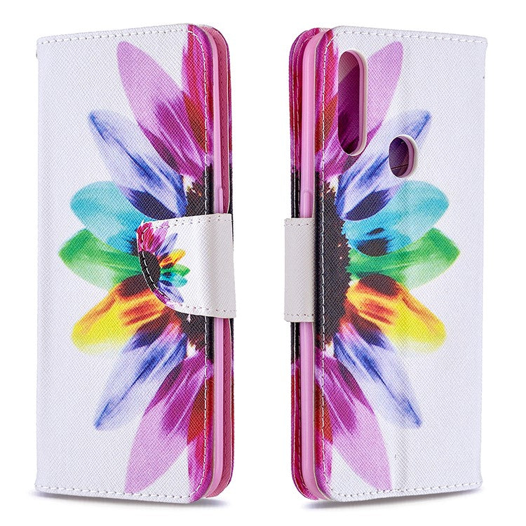 Pattern Printing Leather Wallet Shell Case for OPPO A31 (2020)/A81 - Colorful Petals