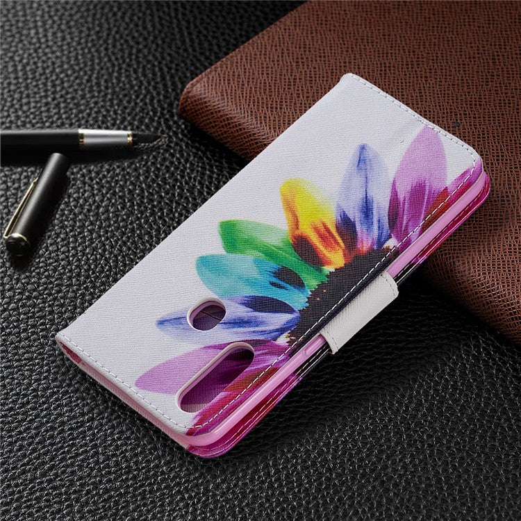 Pattern Printing Leather Wallet Shell Case for OPPO A31 (2020)/A81 - Colorful Petals