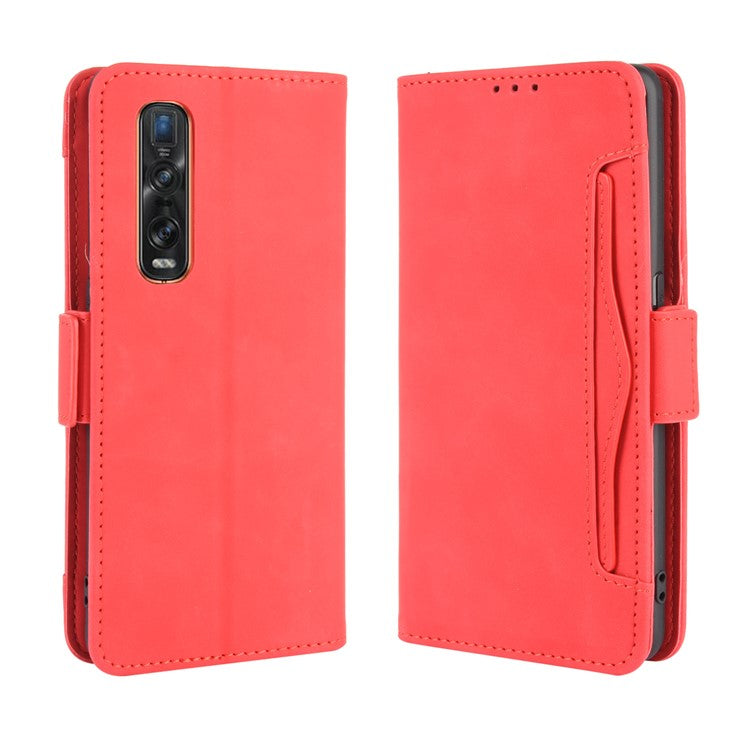 Wallet Stand Flip Leather Phone Cover for Oppo Find X2 Pro - Red