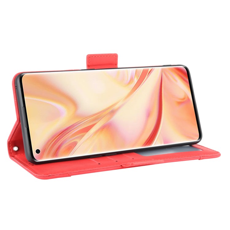 Wallet Stand Flip Leather Phone Cover for Oppo Find X2 Pro - Red