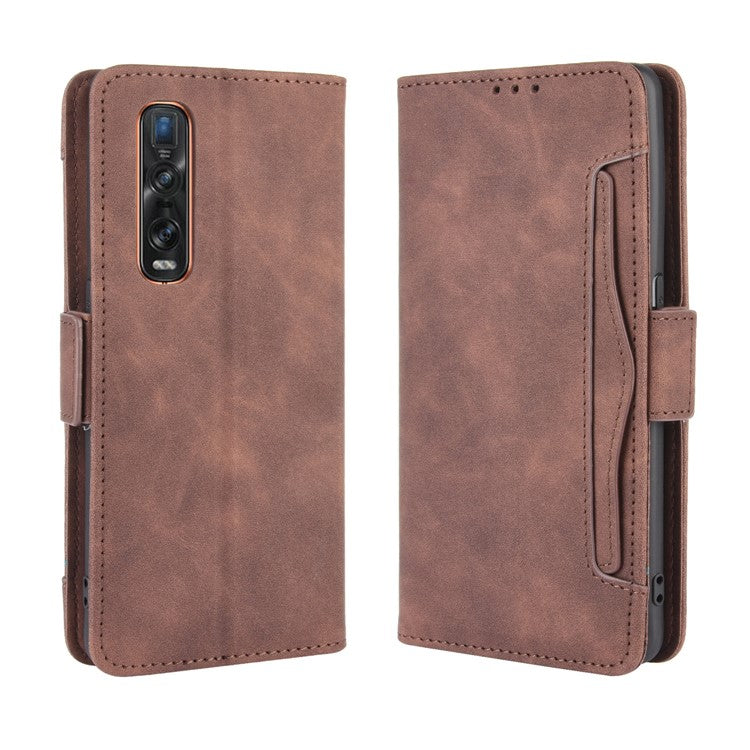 Wallet Stand Flip Leather Phone Cover for Oppo Find X2 Pro - Brown