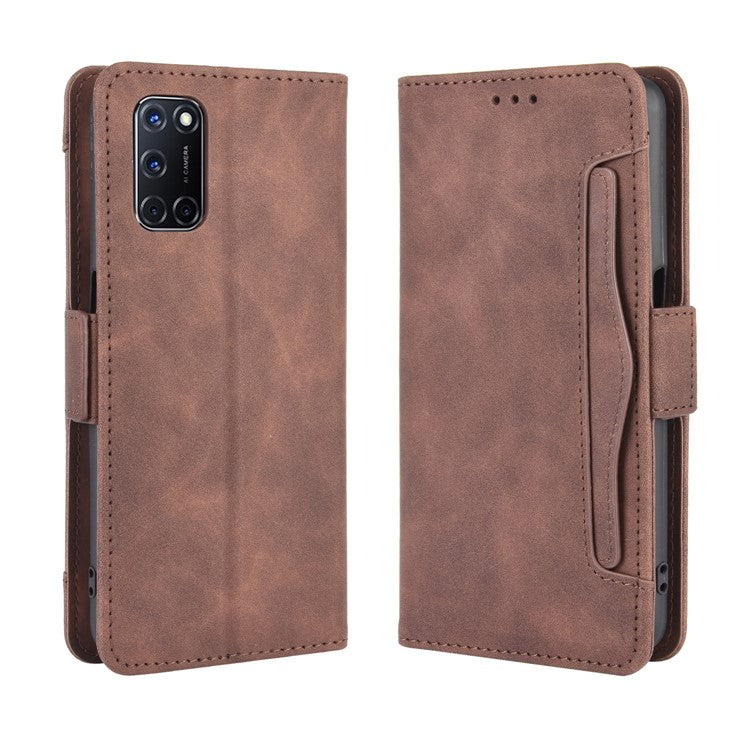 Wallet Stand Flip Leather Protective Case for OPPO A52/A72/A92 - Brown