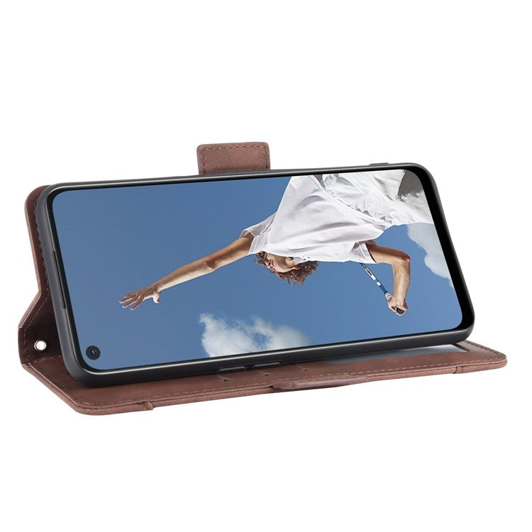 Wallet Stand Flip Leather Protective Case for OPPO A52/A72/A92 - Brown