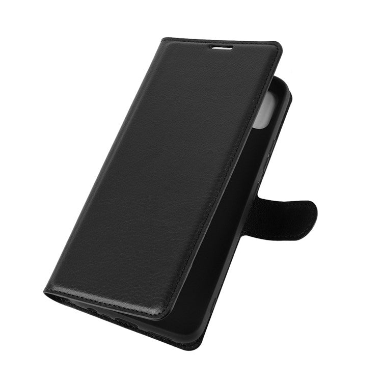 Litchi Texture Wallet Stand Leather Protective Cover for Realme C11 - Black