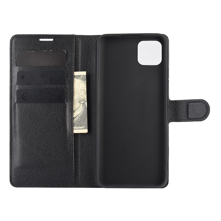 Litchi Texture Wallet Stand Leather Protective Cover for Realme C11 - Black