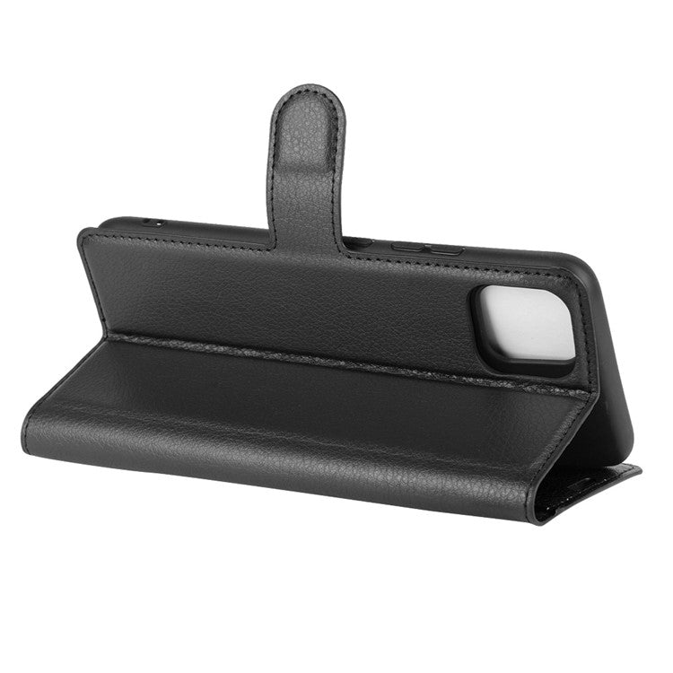 Litchi Texture Wallet Stand Leather Protective Cover for Realme C11 - Black