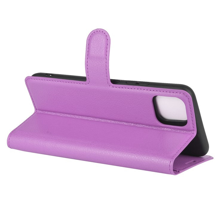 Litchi Texture Wallet Stand Leather Protective Cover for Realme C11 - Purple