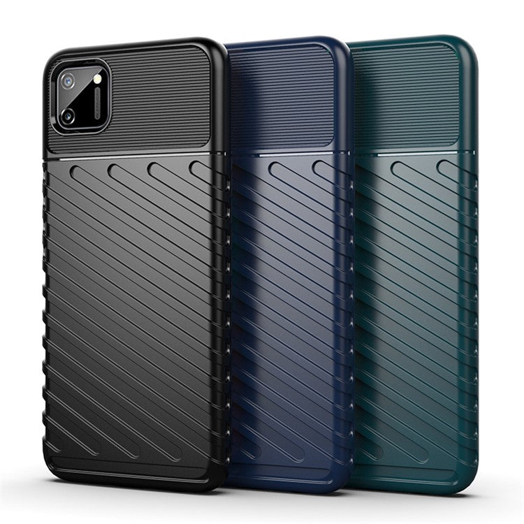 Thunder Series Twill Texture TPU Protection Case for Realme C11 - Black